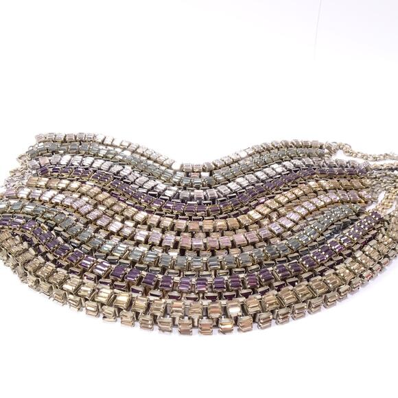 Lee Angel Neiman Marcus Women's Box Link Crystal Baguette Necklace NWT 398 Purpl - Picture 8 of 9